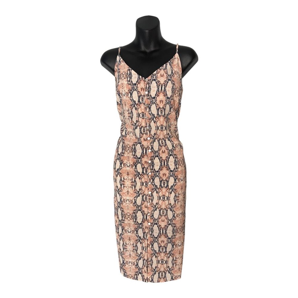 ONE CLOTHING LA Pink Snakeskin Button Down Mid-length Dress Large